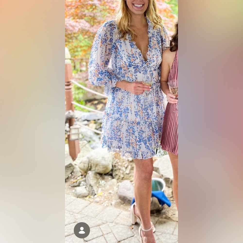 Floral Blue and White Dress